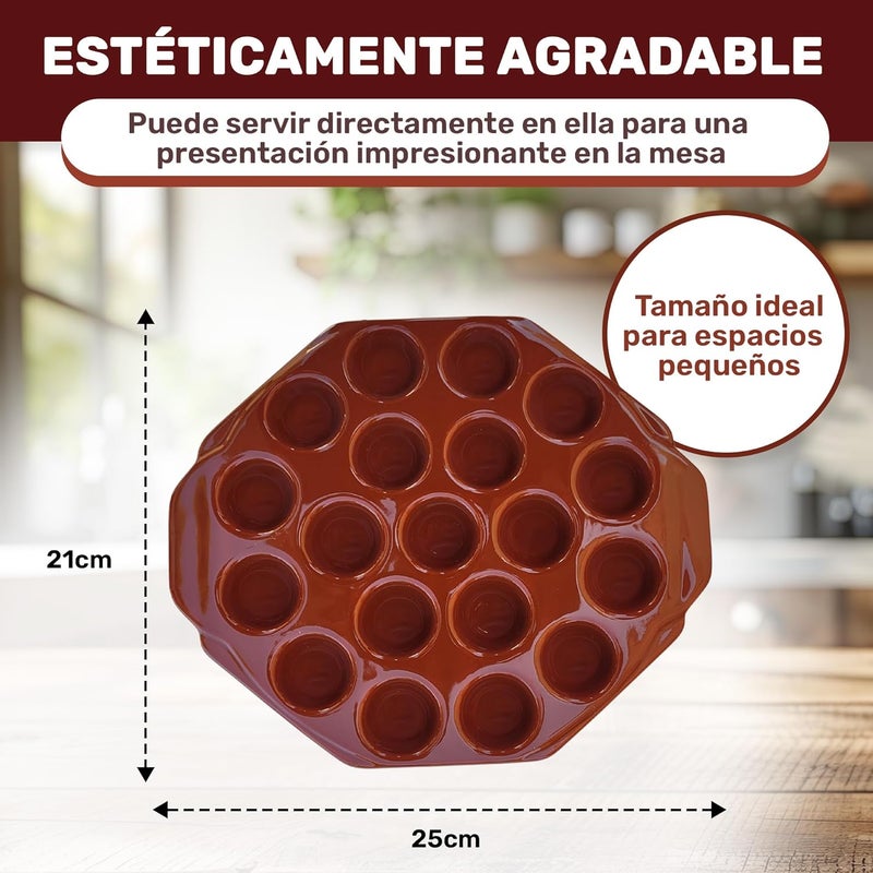 DEARKAN Provolone Cheese Melting Dish – Ceramic Pan, 19 Cavities – Grill, Oven, Microwave – Perfect for Melted Cheese, Escargot, BBQ, Barbecue, Provoletera, Provoleta, Provolonera - Image 5